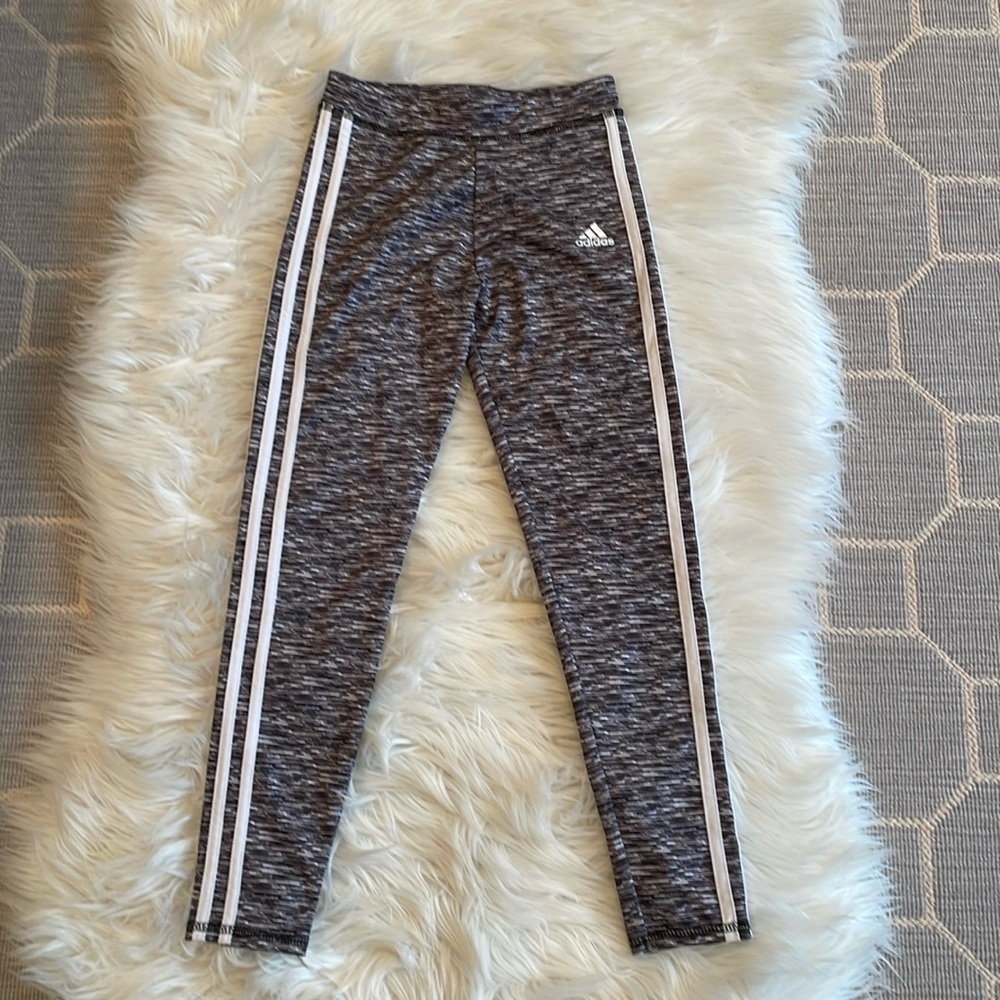 Adidas never worn black and white track pants for kids, size M (10/12)